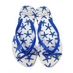 Kate‎ Spade Nova Starfish Charm Flip Flops Sandals Blue White US 6
